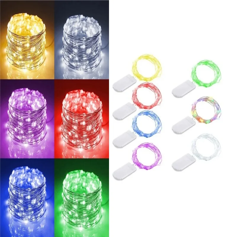 Led Copper Wire Fairy Lights String Button Battery Light DIY Waterproof Garland Christmas Wedding Decoration String Lights thumbnail 3