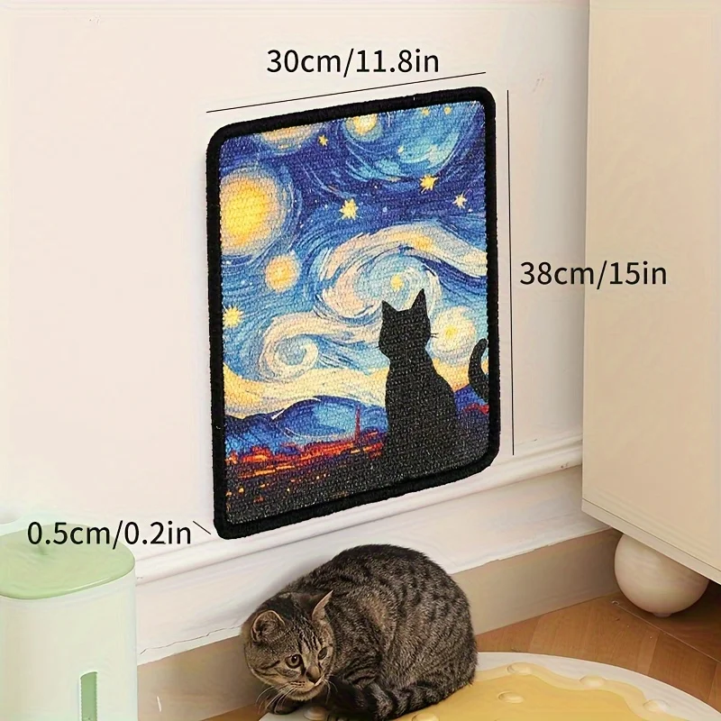 Natural Sisal Wall-Mounted Cat Scratching Board - No Mess, Space-Saving Scratch-Resistant Mat for Claw Play, Cat Accessories thumbnail 4