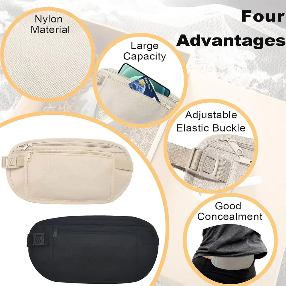 Outdoor Waist Packs Pouch For Passport Hidden Belt Coin Purse Casual Sports Waist Bag Suitable For Running Hiking Cycling thumbnail 2