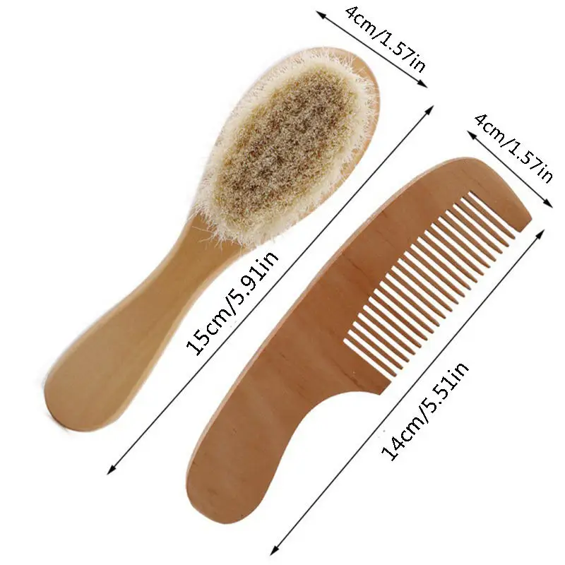 Baby Care Wooden Handle Brush Comb Head Massage Tool Portable Baby Comb Bath Brush Combs Accessories Supplies thumbnail 5
