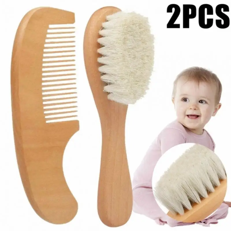 Baby Care Wooden Handle Brush Comb Head Massage Tool Portable Baby Comb Bath Brush Combs Accessories Supplies thumbnail 3