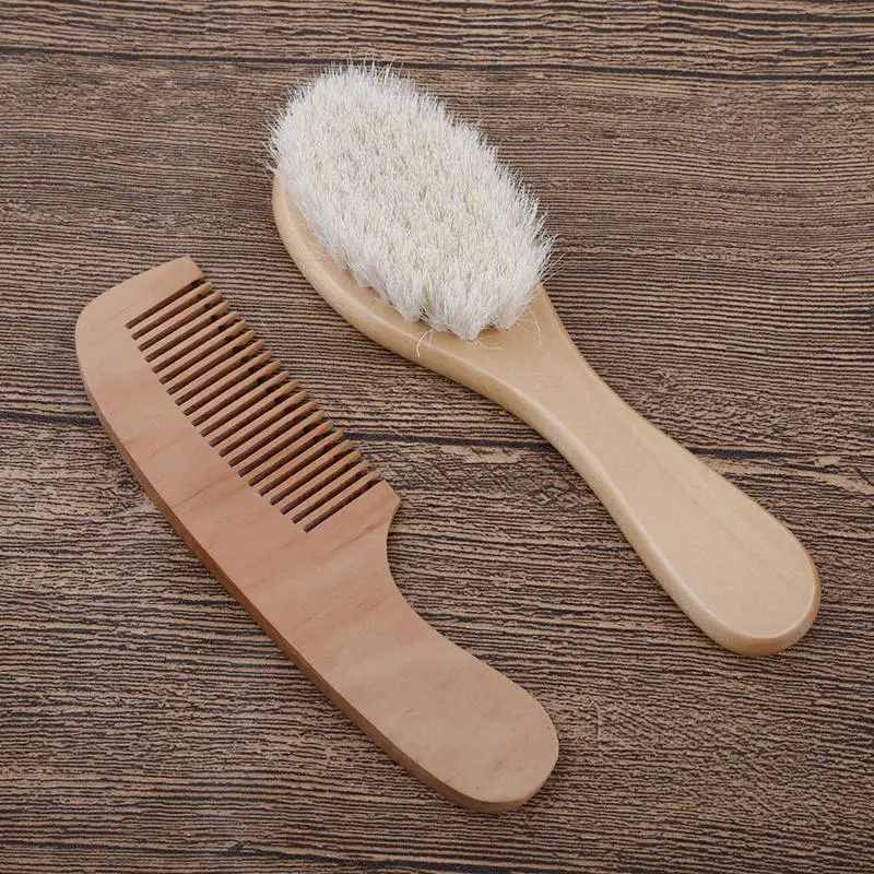 Baby Care Wooden Handle Brush Comb Head Massage Tool Portable Baby Comb Bath Brush Combs Accessories Supplies thumbnail 4