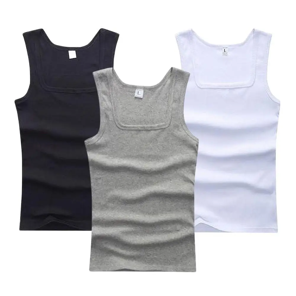 3pcs/lot Cotton Mens Tank Tops Sleeveless Solid Muscle Vest Undershirts Men's Clothes U-neck Gym Clothing Women Sleeveless Shirt thumbnail 2
