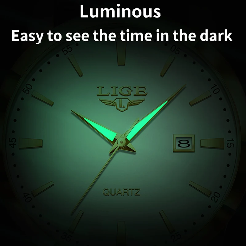 LIGE Sports Watch For Men Fashion Business Leather Quartz Men's Watches Waterproof Luminous Chronograph Relogios Masculino+BOX thumbnail 3