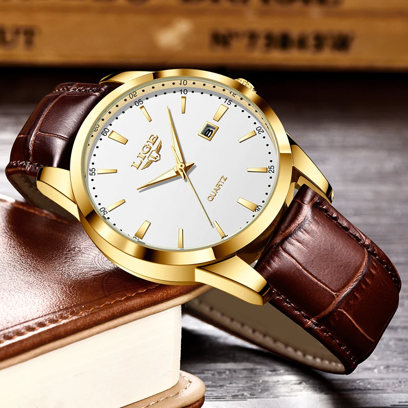LIGE Sports Watch For Men Fashion Business Leather Quartz Men's Watches Waterproof Luminous Chronograph Relogios Masculino+BOX thumbnail 2