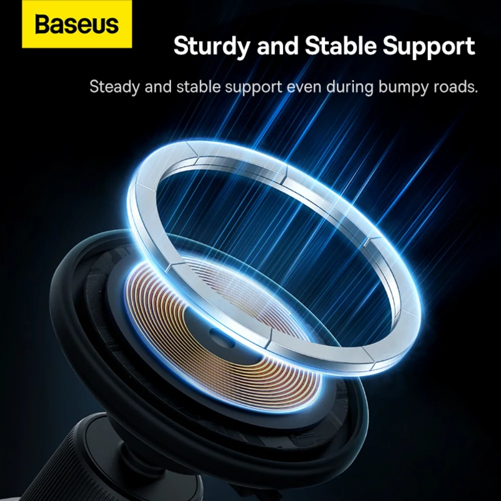 Baseus 15W Fast Charging Car Charger Holder Magnetic Car Phone Holder Wireless Charger for iPhone 17 16 15 14 13 Pro Max Samsung thumbnail 4