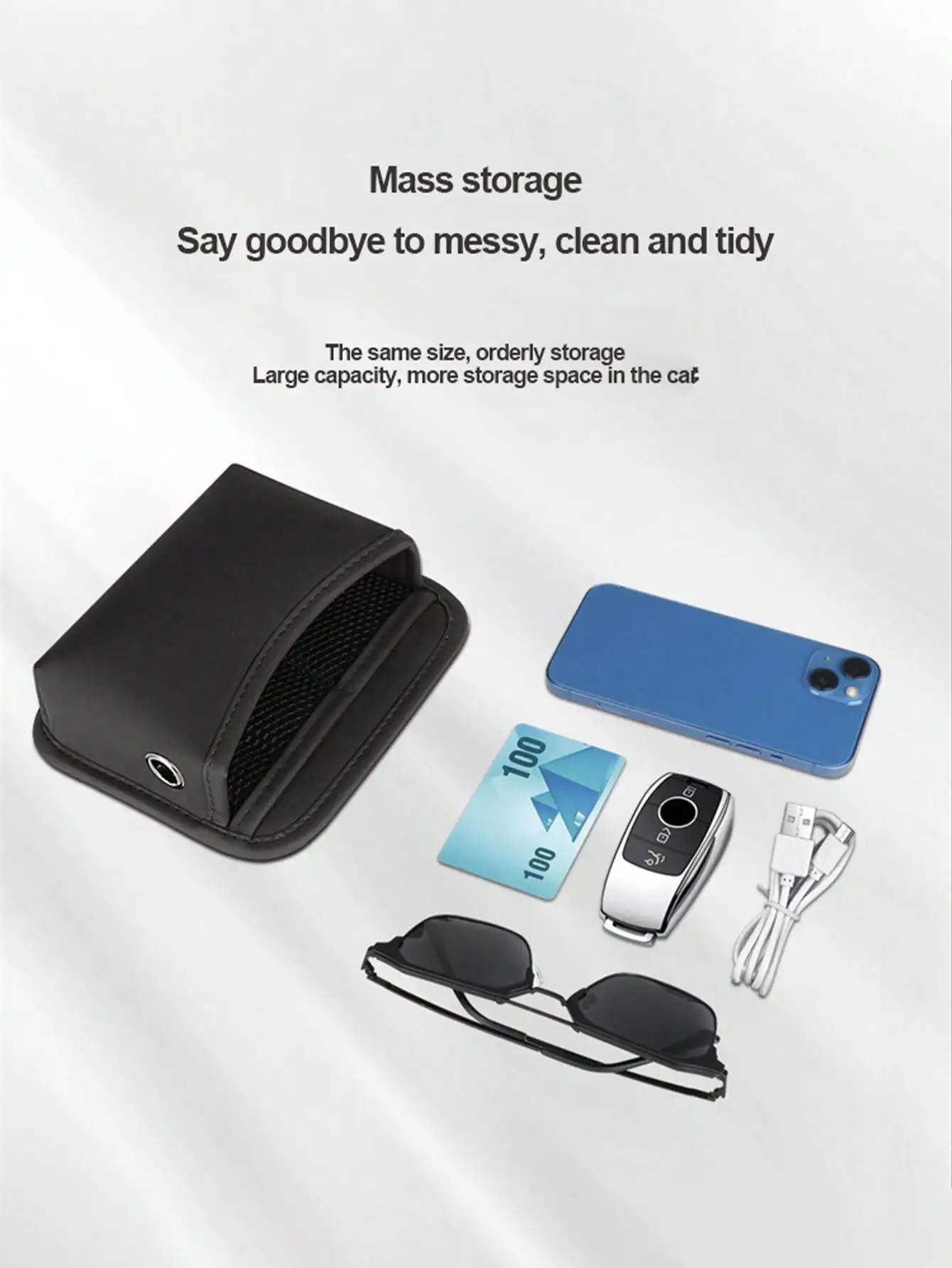 1pc car-mounted storage bag: leather car storage bag with multi-functional adhesive design, car phone bag, in-car phone holder p thumbnail 3