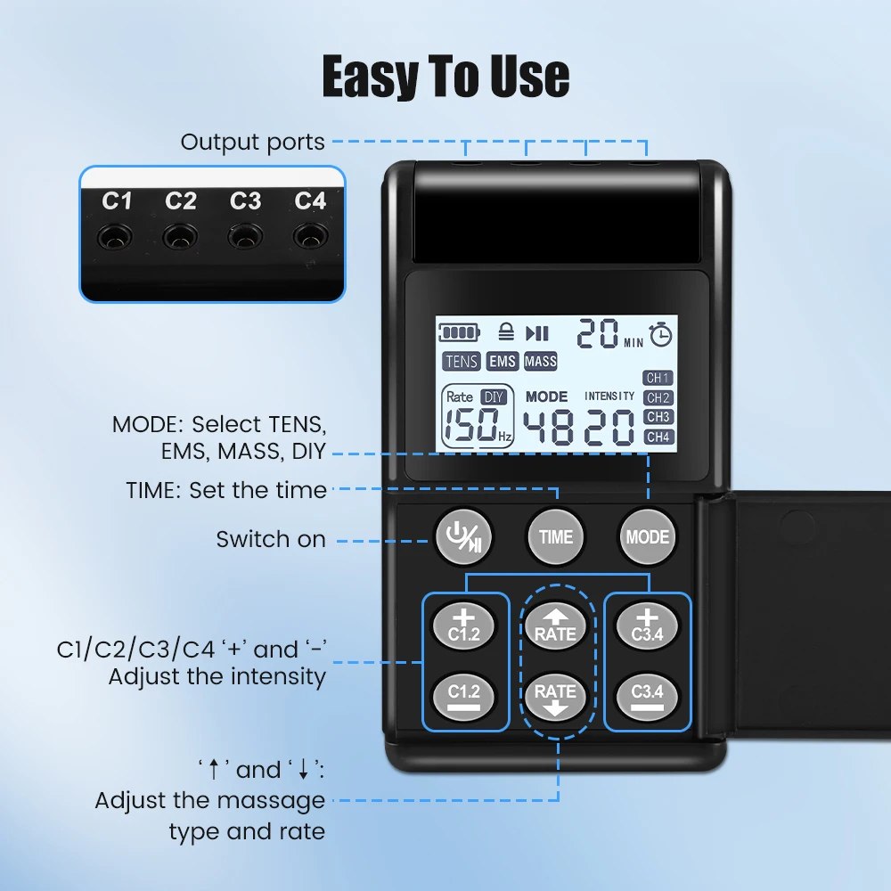 EMS TENS Unit Machine EMS Electric Muscle Therapy Stimulator Physiotherapy Pulse Electric Massage Device Back Body Neck Massager thumbnail 6