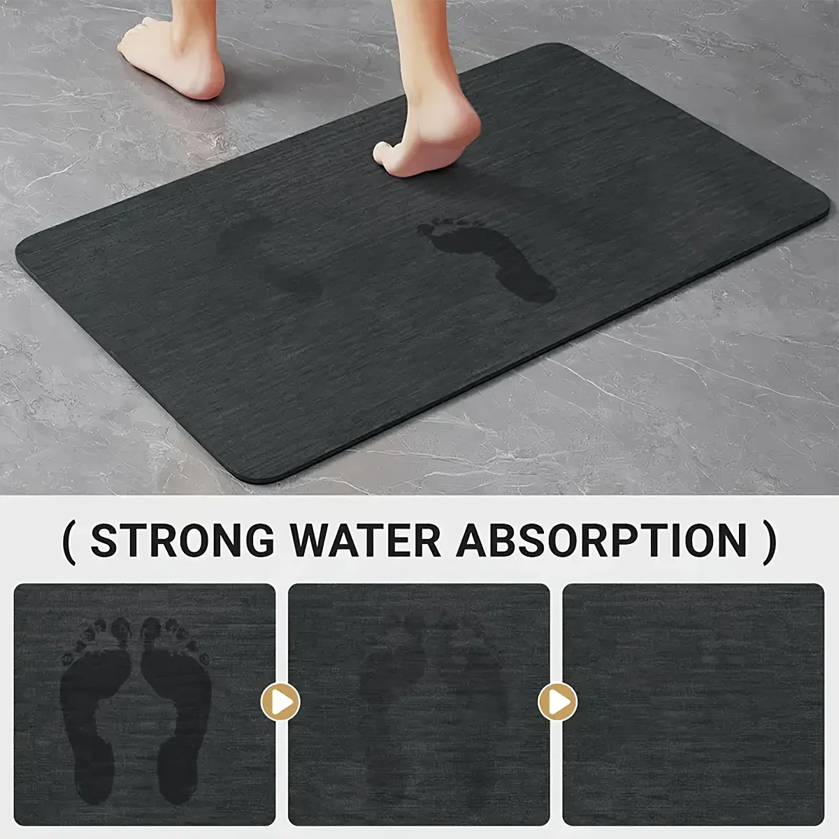 Simple kitchen non-slip floor mat L-shaped corner mat bathroom absorbent foot mat diatom mud printed mat door mat thumbnail 4