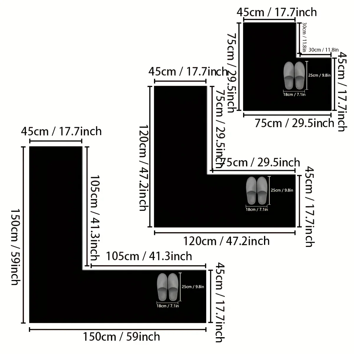 Simple kitchen non-slip floor mat L-shaped corner mat bathroom absorbent foot mat diatom mud printed mat door mat thumbnail 2