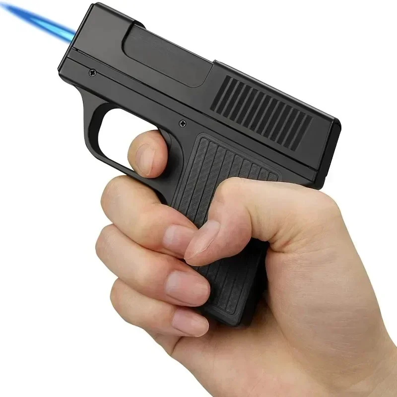 Windproof 10 Pack Cigarette Box Gun Type Inflatable Lighter Outdoor Portable Butane Cigarette Box Smoking Accessories Men's Gift thumbnail 6