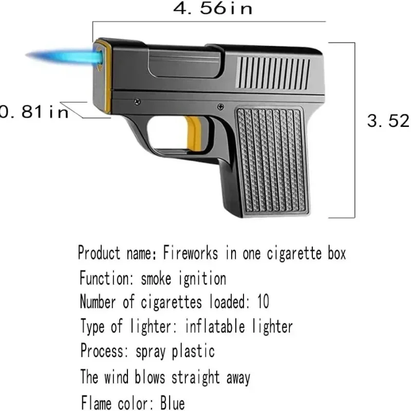 Windproof 10 Pack Cigarette Box Gun Type Inflatable Lighter Outdoor Portable Butane Cigarette Box Smoking Accessories Men's Gift thumbnail 5