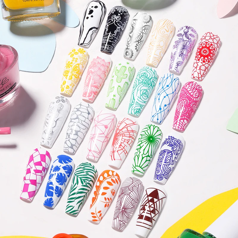 BORN PRETTY 10m Stamping Nail Polish White Black Gold Red Colorful Nail Art Printing Varnish DIY for Nail Plate Design Varnish thumbnail 3