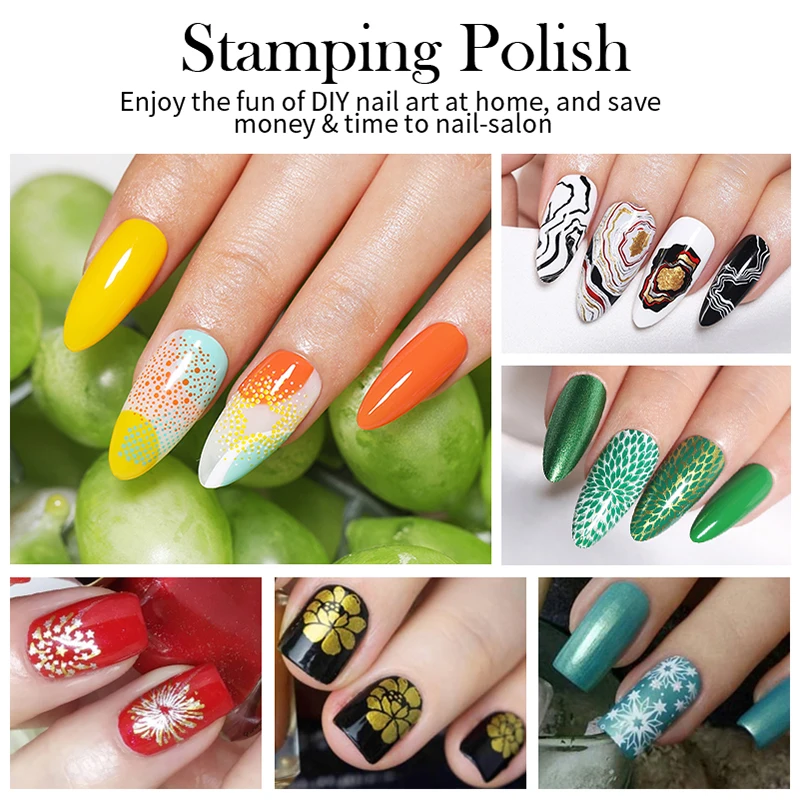 BORN PRETTY 10m Stamping Nail Polish White Black Gold Red Colorful Nail Art Printing Varnish DIY for Nail Plate Design Varnish thumbnail 4