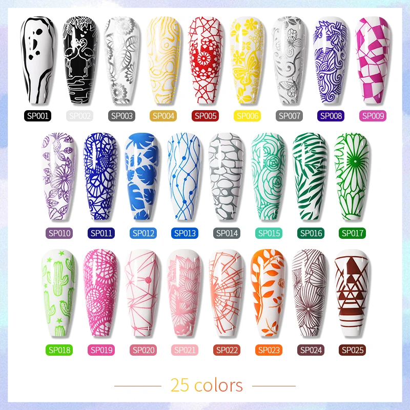 BORN PRETTY 10m Stamping Nail Polish White Black Gold Red Colorful Nail Art Printing Varnish DIY for Nail Plate Design Varnish thumbnail 2