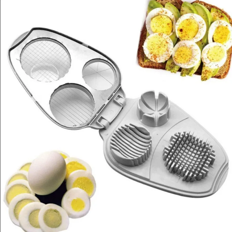 3 in 1 Egg Slicer 3-Way Boiled Eggs Slicers Stainless Steel Food Processor Fruit Vegetable Manual Slicers Kitchen Chopper Tool thumbnail 2