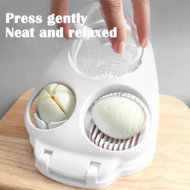 3 in 1 Egg Slicer 3-Way Boiled Eggs Slicers Stainless Steel Food Processor Fruit Vegetable Manual Slicers Kitchen Chopper Tool thumbnail 4