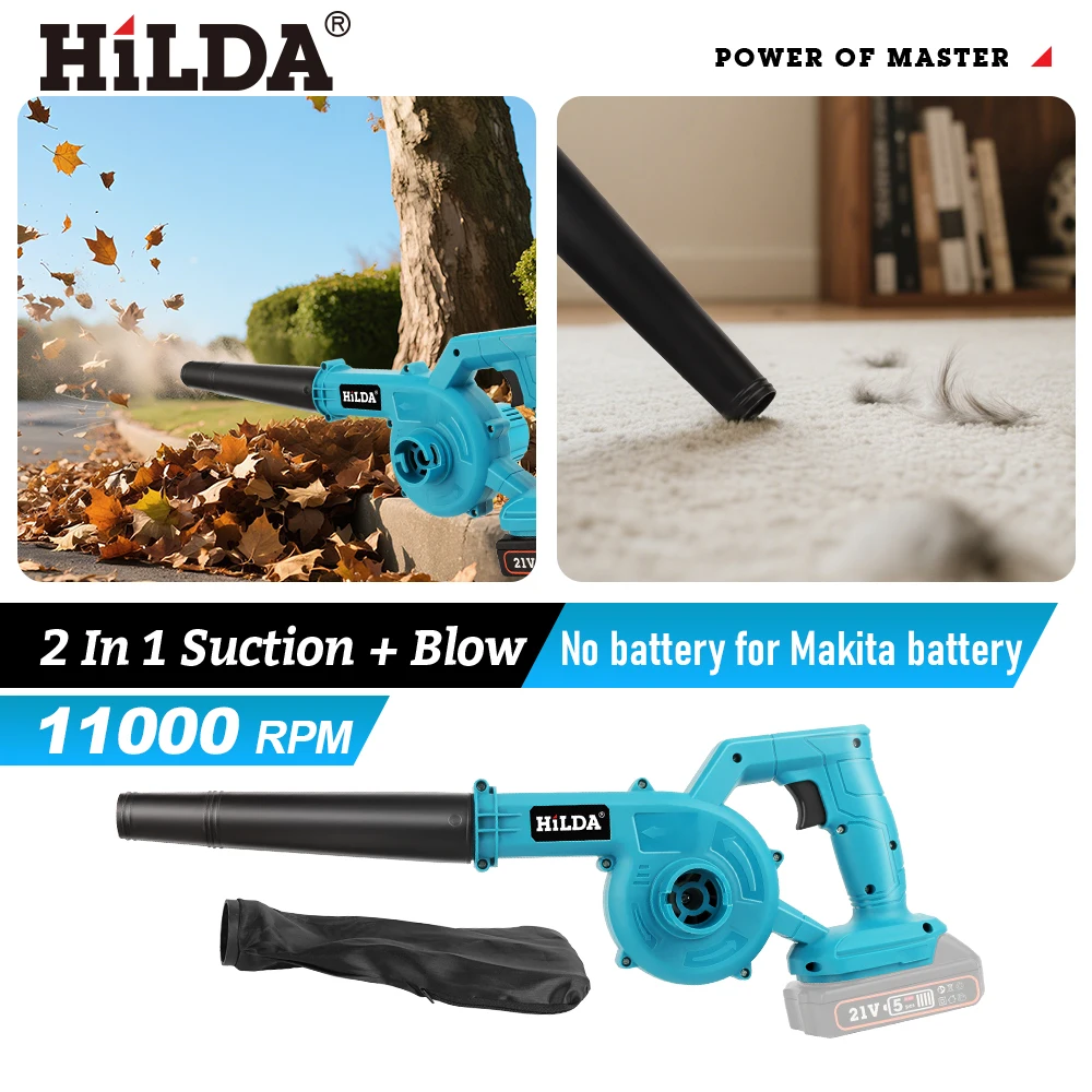 HILDA Electric Air Blower Cordless Power Tools Garden Vacuum Cleaner Dust Computer Collector Handheld for Makita Battery thumbnail 4