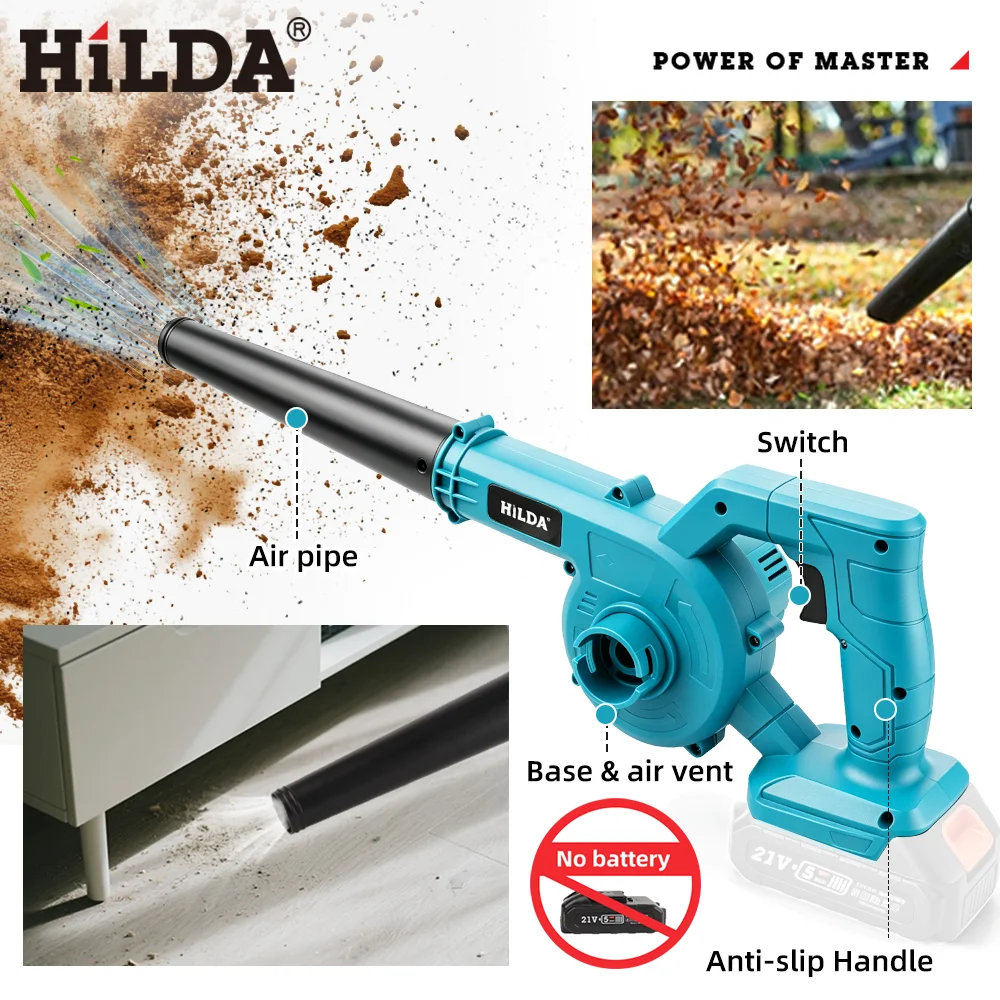 HILDA Electric Air Blower Cordless Power Tools Garden Vacuum Cleaner Dust Computer Collector Handheld for Makita Battery thumbnail 6