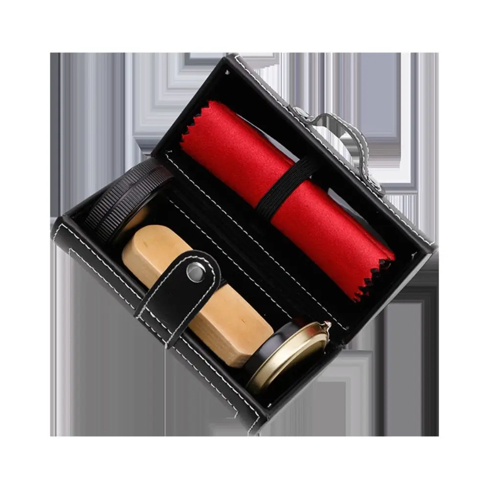 Portable Barrel Set Shoe Shine Kit Black Shoe Polish Stain Removal Leather Shoe Polish Set Shoe Care Tools Men & Women thumbnail 4