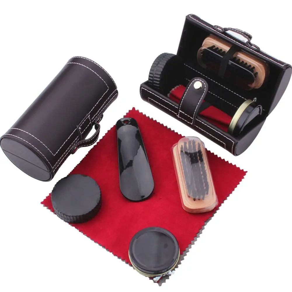 Portable Barrel Set Shoe Shine Kit Black Shoe Polish Stain Removal Leather Shoe Polish Set Shoe Care Tools Men & Women