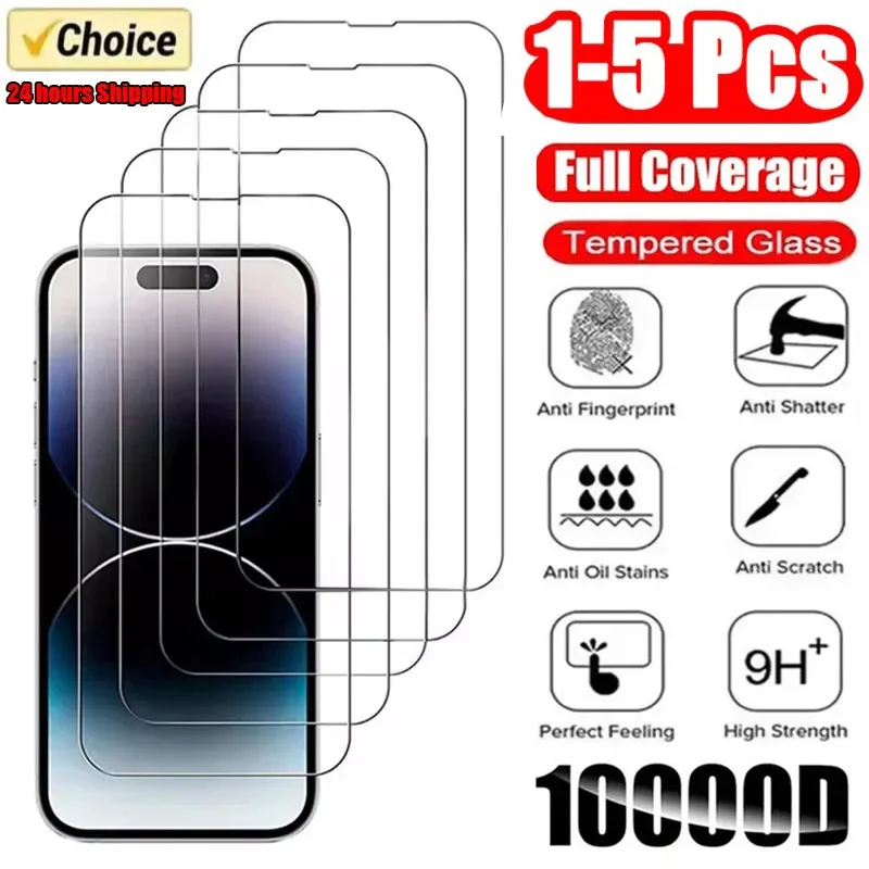 1-5Pcs  Screen Protector Tempered Glass For iPhone X XS XR 11 12 13 14 15 16 17 Pro Max Mini Plus Alr SE 3rd Gen