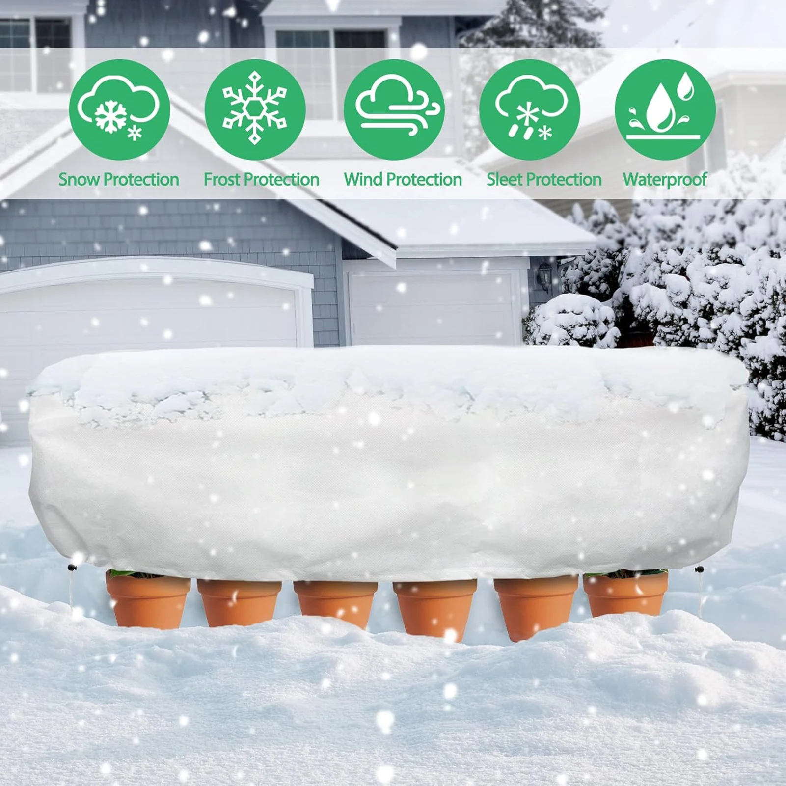Winter Plant Covers Freeze Protection Frost Protection Cloth Garden Reusable Rectangular Plant Covers With Drawstring For Lawn thumbnail 2