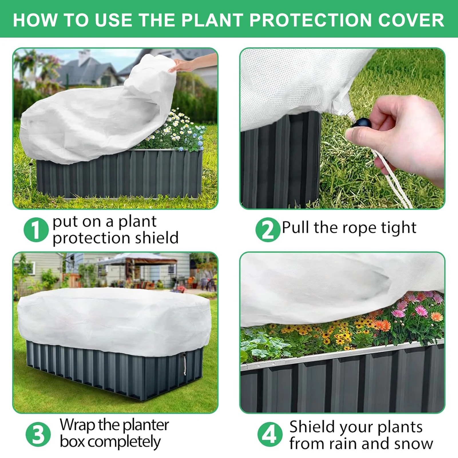 Winter Plant Covers Freeze Protection Frost Protection Cloth Garden Reusable Rectangular Plant Covers With Drawstring For Lawn thumbnail 5