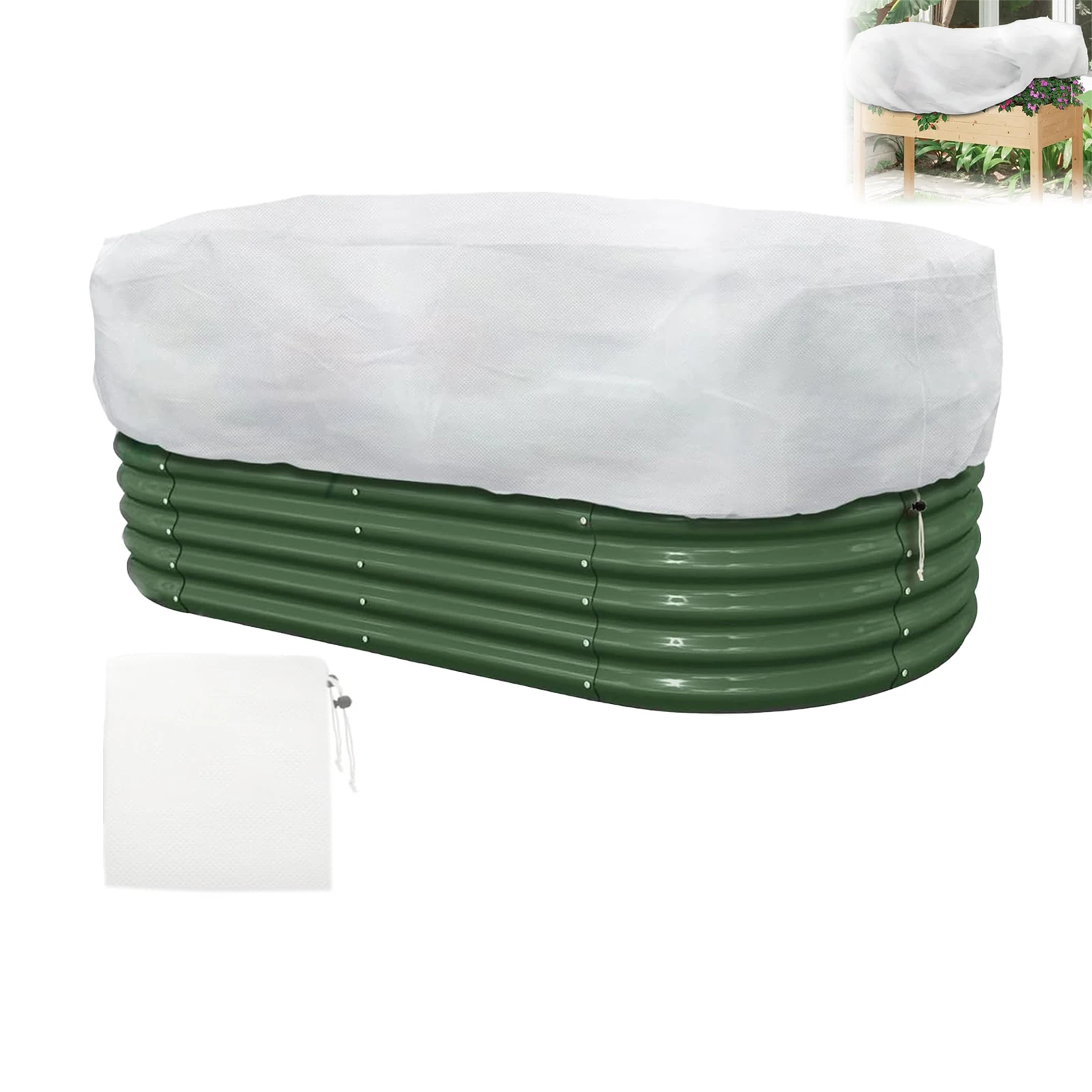 Winter Plant Covers Freeze Protection Frost Protection Cloth Garden Reusable Rectangular Plant Covers With Drawstring For Lawn
