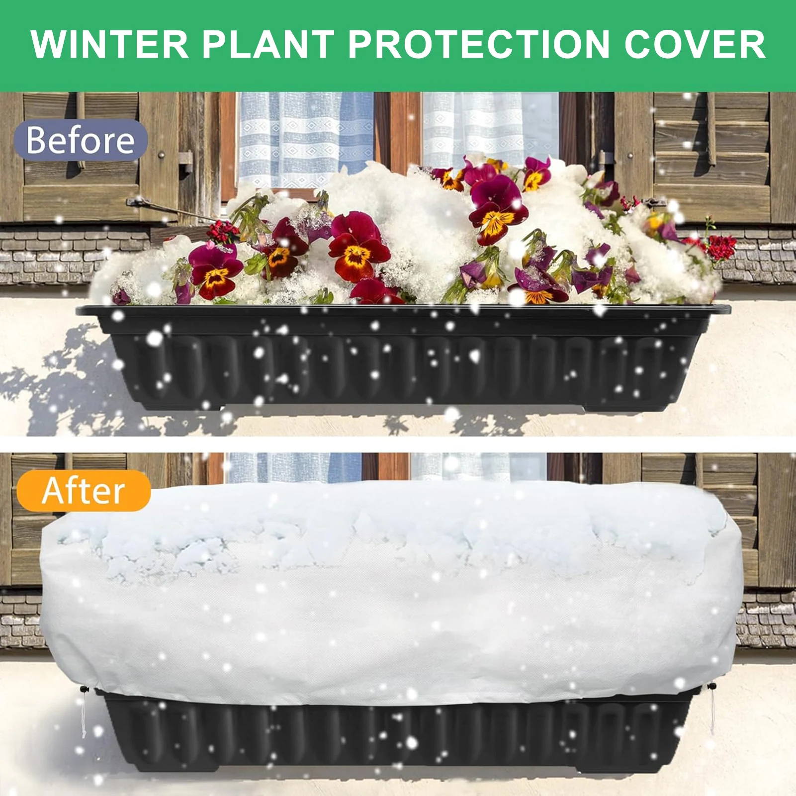 Winter Plant Covers Freeze Protection Frost Protection Cloth Garden Reusable Rectangular Plant Covers With Drawstring For Lawn thumbnail 3