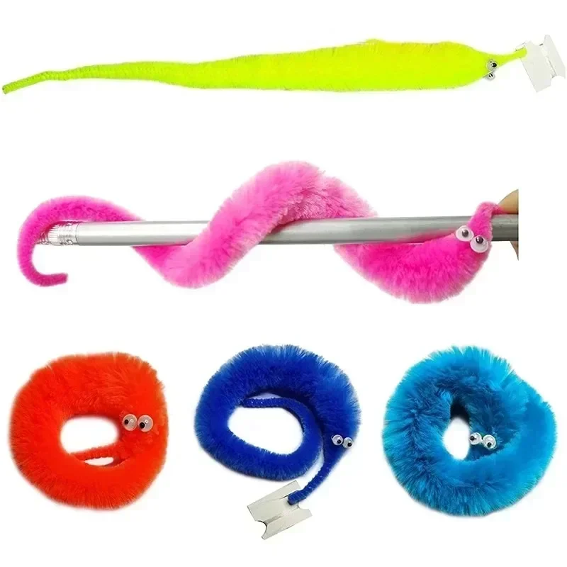 5PCS Funny Worm Magic Props Toys for Children Kids Beginners Wiggly Twisty Worm with Invisible String Party Games Trick Toys thumbnail 3