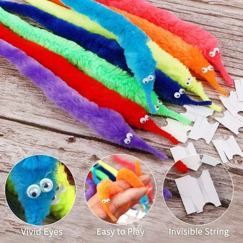 5PCS Funny Worm Magic Props Toys for Children Kids Beginners Wiggly Twisty Worm with Invisible String Party Games Trick Toys thumbnail 4