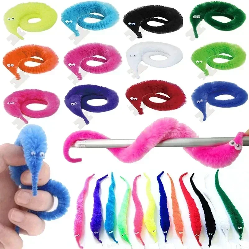 5PCS Funny Worm Magic Props Toys for Children Kids Beginners Wiggly Twisty Worm with Invisible String Party Games Trick Toys thumbnail 2