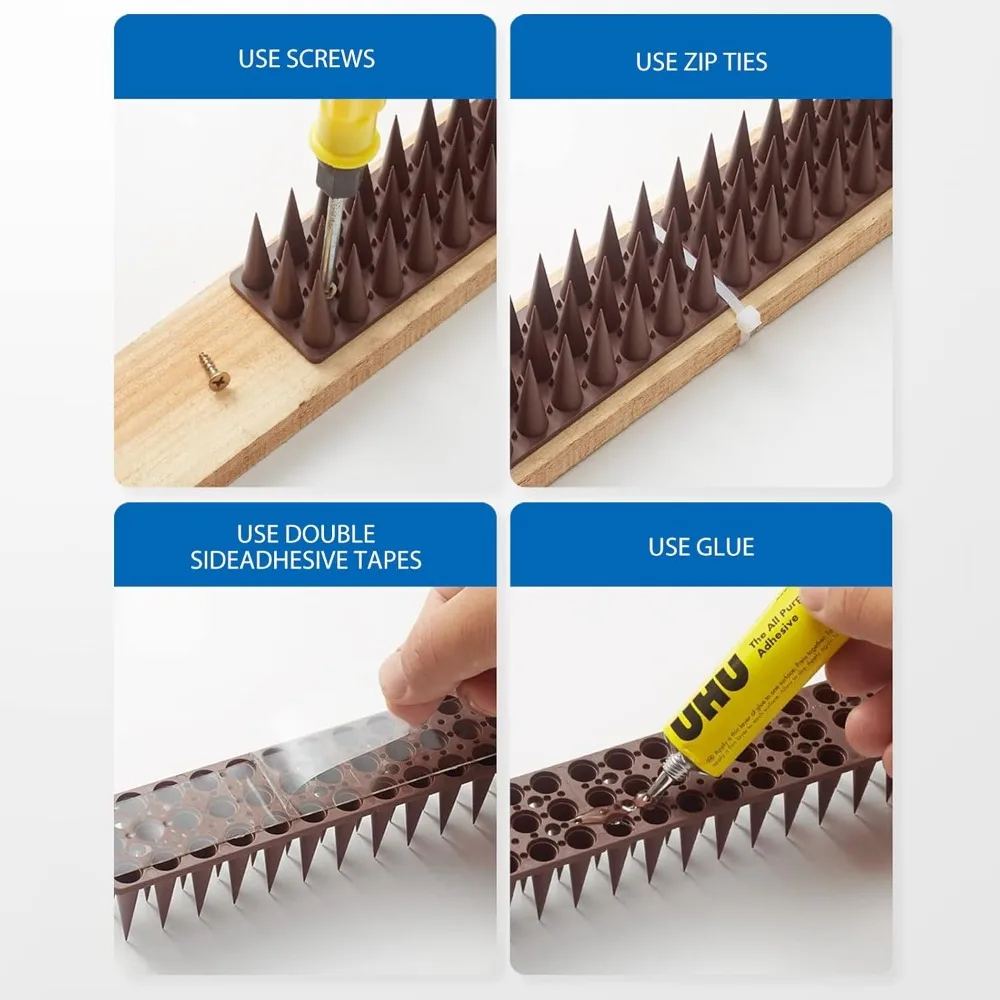 Plastic Anti Bird Spikes Pigeon Deterrent Cat Repellent Pest Control Humane Outdoor Roof Fence Ledge Guard Garden Protection thumbnail 5
