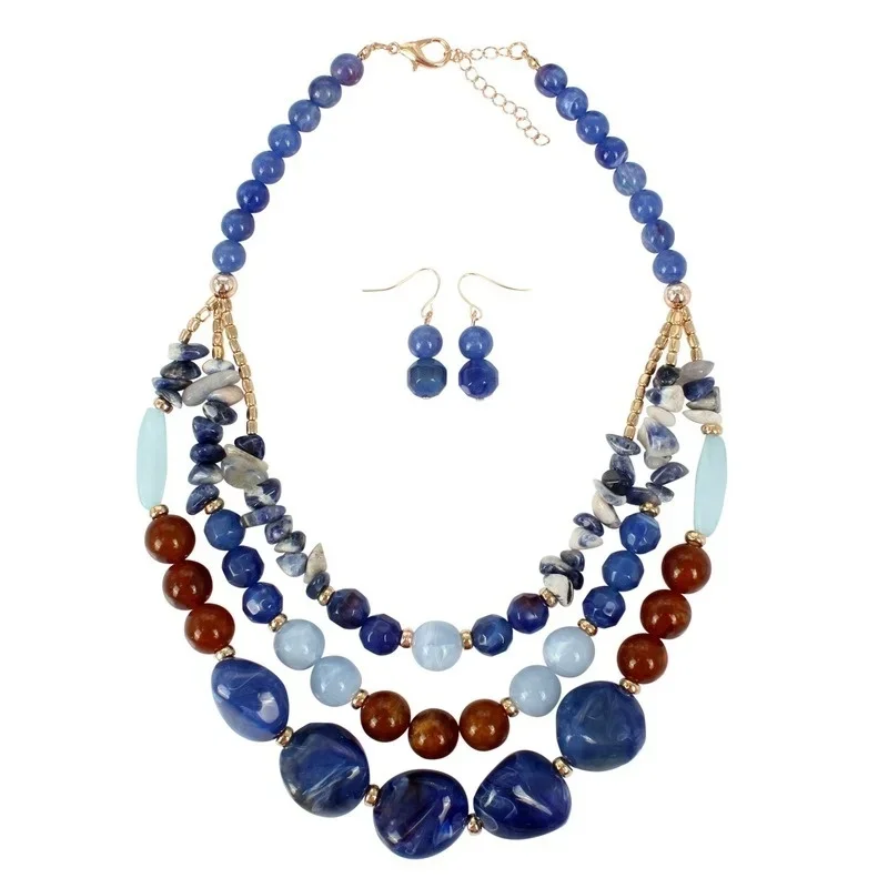 Fashion Women Necklace Chunky Colorful Collar Necklaces Costume Jewelry African Bracelet Natural Stone Accessories For Women thumbnail 2