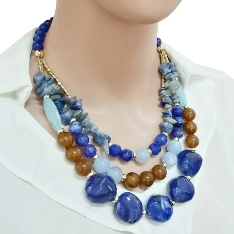 Fashion Women Necklace Chunky Colorful Collar Necklaces Costume Jewelry African Bracelet Natural Stone Accessories For Women thumbnail 5