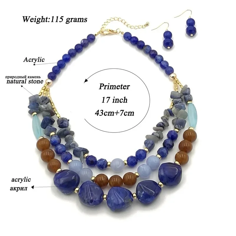 Fashion Women Necklace Chunky Colorful Collar Necklaces Costume Jewelry African Bracelet Natural Stone Accessories For Women thumbnail 6