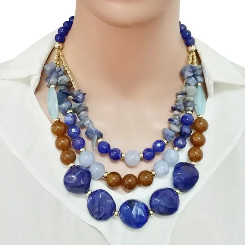 Fashion Women Necklace Chunky Colorful Collar Necklaces Costume Jewelry African Bracelet Natural Stone Accessories For Women thumbnail 3