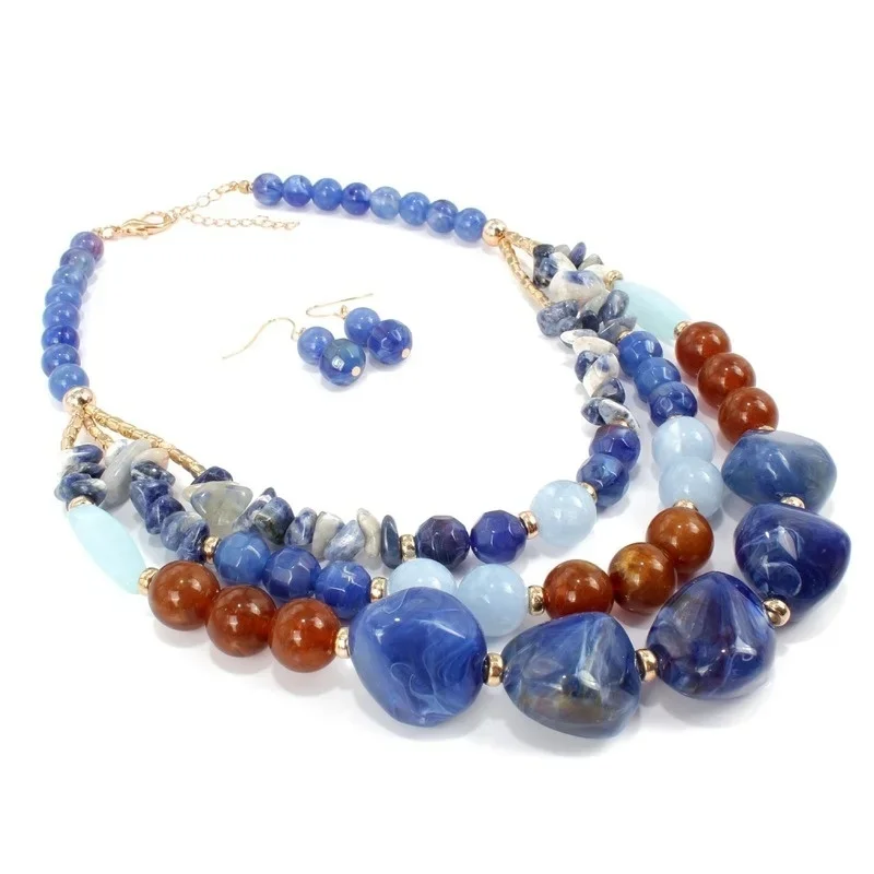Fashion Women Necklace Chunky Colorful Collar Necklaces Costume Jewelry African Bracelet Natural Stone Accessories For Women thumbnail 4