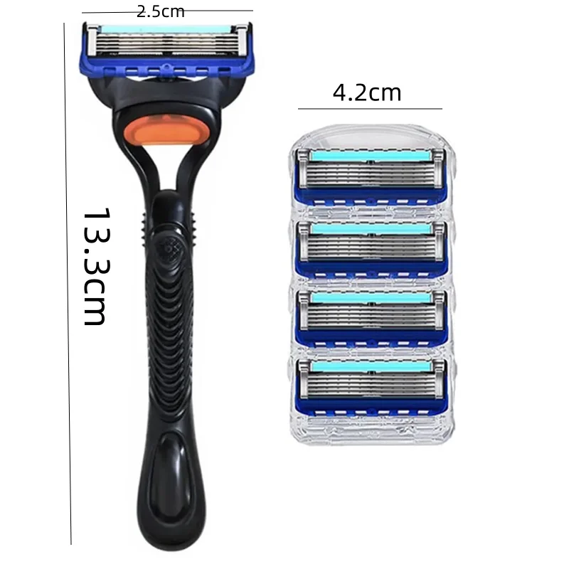 Manual Shaving For Men Replace Head Five Layer Blade five Comfortable Shaving Blades The Latest Blue No Skin Damage thumbnail 4
