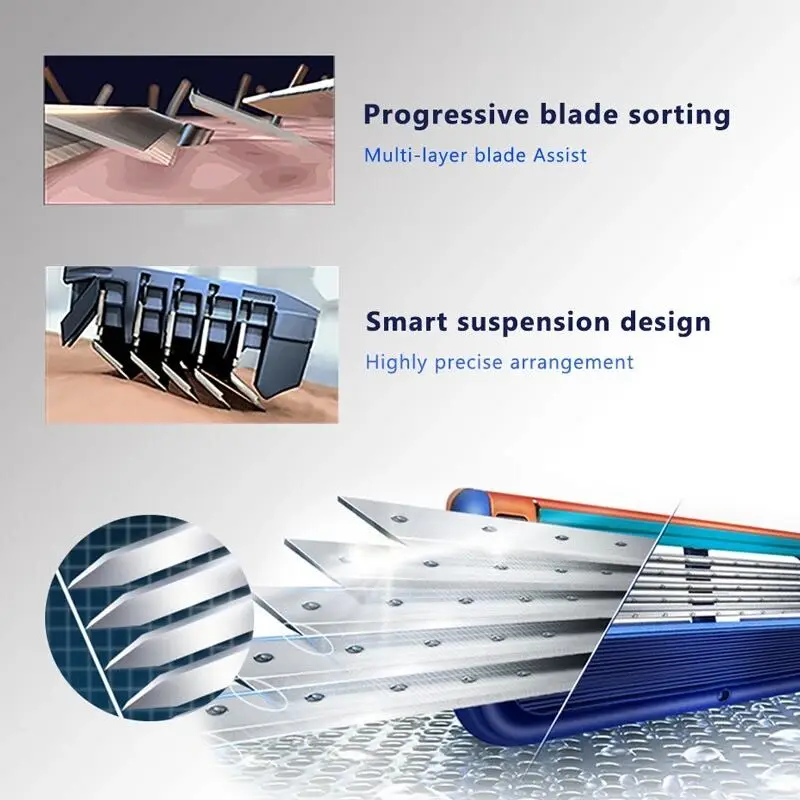 Manual Shaving For Men Replace Head Five Layer Blade five Comfortable Shaving Blades The Latest Blue No Skin Damage thumbnail 3