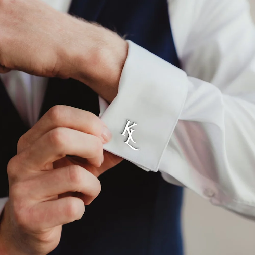 Customized Groom Cufflinks, Groom Gifts, Men's Personalized First Letter Cufflinks, Stainless Steel Jewelry Best Man Gifts thumbnail 6