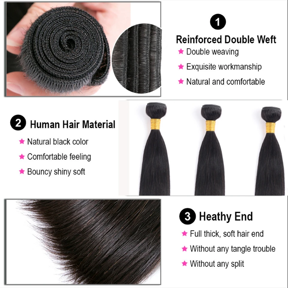 Bone Straight Human Hair Bundles With Closure 6x6/5x5 HD Transparent 100% Raw Virgin Human Hair Weave Extension 2X6 Lace Closure thumbnail 4