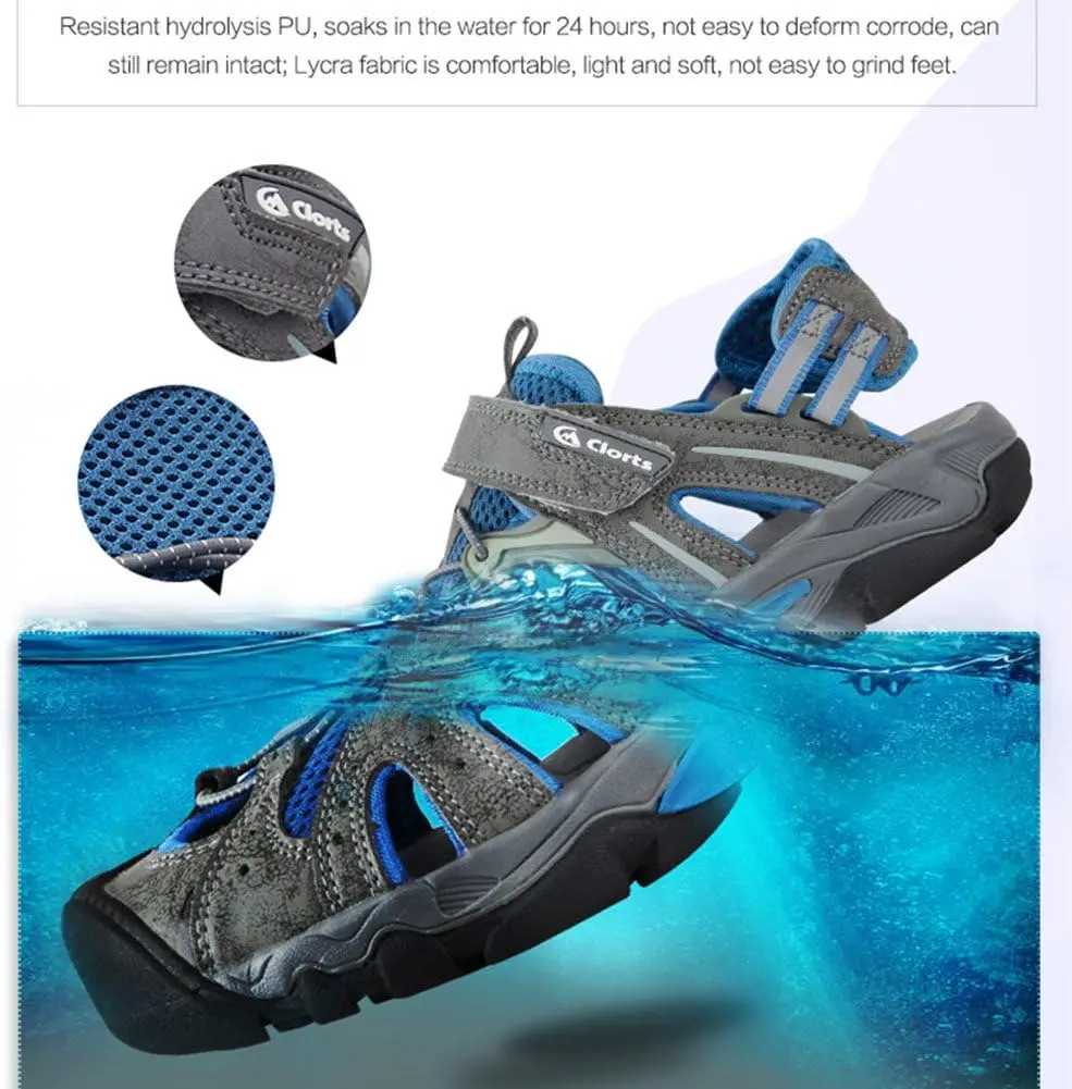 Men's Lightweight Sport Sandal Summer Breathable Leather Lining Slip-On Closed Trail Outdoor Fisherman Hiking Water Shoe thumbnail 3