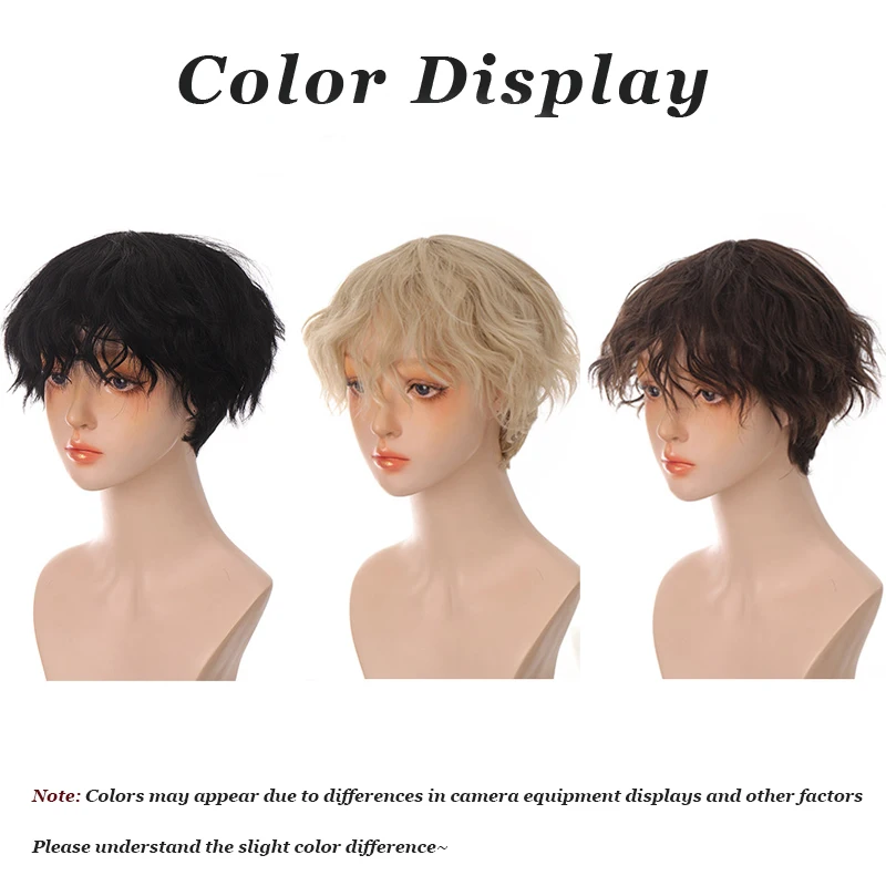 LUPU Men's Curly Hair Short Anime Wig Cosplay Synthetic Headband Heat-Resistant Natural Fluffy Wig, Suitable for Halloween Wear thumbnail 6