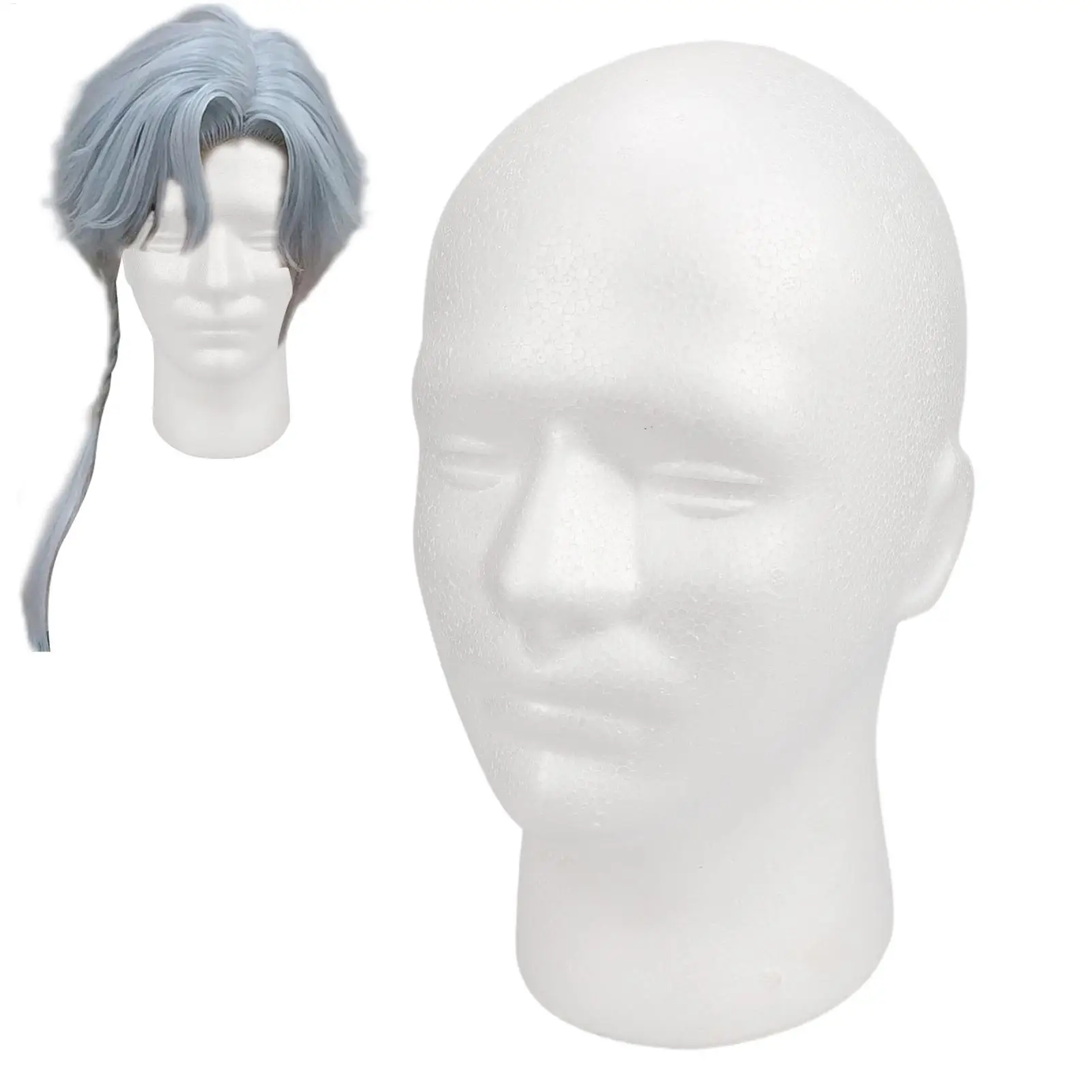 Male Mannequin Head Round Base Lightweight Foam Wigs Head Model and Display Hair, Hats and Hairpieces for Glasses Headset Wigs thumbnail 2