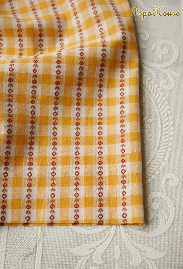 140x50cm Flower Wall Grid Embroidery Cotton Fabric Children's Clothing Shirt Dress Kindergarten Activity Decoration Fabric DIY thumbnail 6
