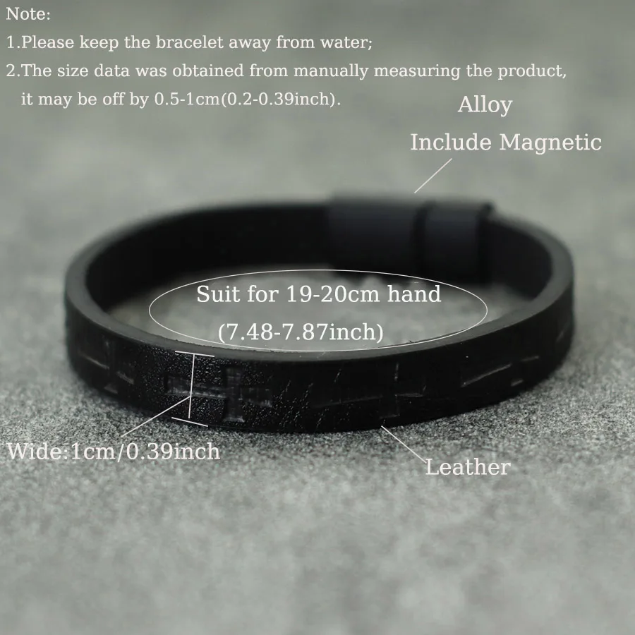 Fashion PU Leather Men Bracelet Apparel Accessories Magnetic Clasp Cross Wide Wrap Braslet Casual Camping Homme Jewelry Pulseira thumbnail 5