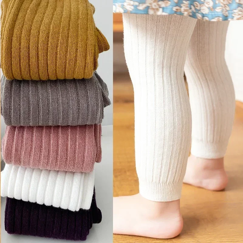 Kids Cable Knit Leggings Unisex Infant Toddler Footless Pants Girl Seamless Tights Knitted Baby Long Tights Cotton Pantyhose thumbnail 2