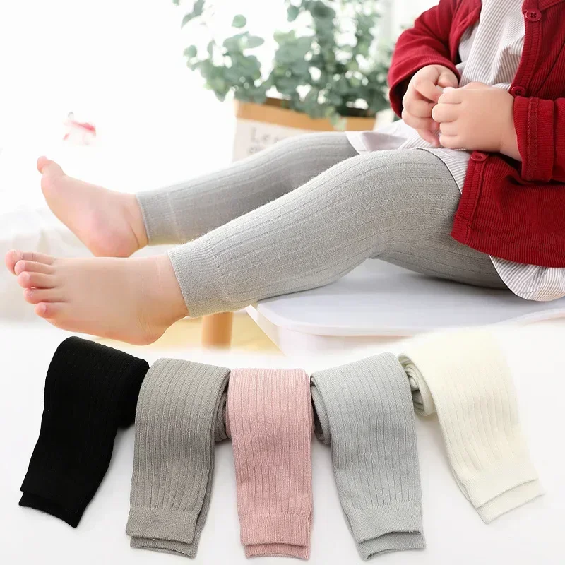 Kids Cable Knit Leggings Unisex Infant Toddler Footless Pants Girl Seamless Tights Knitted Baby Long Tights Cotton Pantyhose thumbnail 3